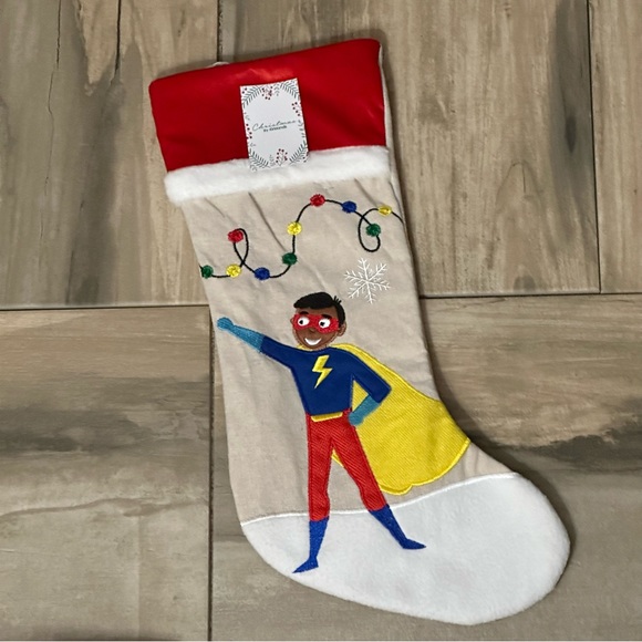 African American Superhero Christmas Stocking - Picture 1 of 4